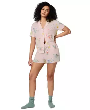Женский пижамный комплект с вырезом на воротнике GapBody Short Pajama Set, мультиколор