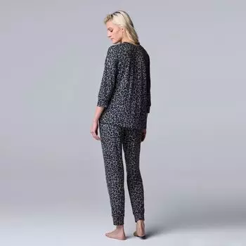 Женский пижамный комплект Simply Vera Vera Wang с рукавами 3/4 и пижамными штанами с полосками внизу Simply Vera Vera Wang