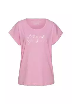 Женский пижамный топ с принтом спереди LASCANA, фуксия