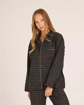 Женский пижамный топ с золотыми клетками на черном фоне Bohodot, черный