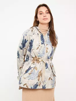 Женский плащ с капюшоном и рисунком с длинными рукавами LCWAIKIKI Classic