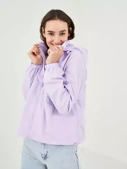 Женский плащ с капюшоном и воротником, прямой карман с длинным рукавом LCW Casual