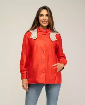 Женский плащ со съемным капюшоном и соответствующей подкладкой Fsh, красный