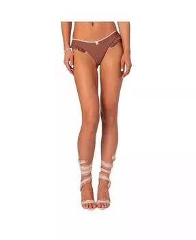 Женский плавок бикини Maggie с рюшами Edikted, коричневый