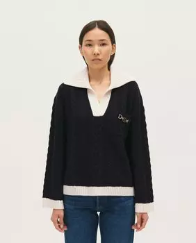 Женский плетеный свитер с V-образным вырезом Claudie Pierlot, черный