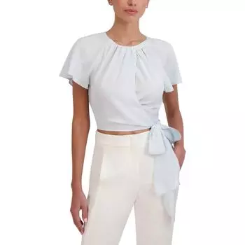 Женский плиссированный текстурированный топ с запахом BCBGMAXAZRIA, синий