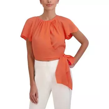Женский плиссированный текстурированный топ с запахом BCBGMAXAZRIA, цвет flamingo