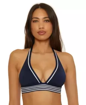 Женский плиссированный топ-бикини Monaco на бретелях Trina Turk, синий