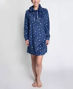 Женский плюшевый шезлонг Minky с вырезом «хенли» и мягким капюшоном MUK LUKS, цвет Navy