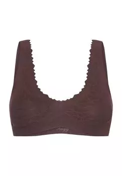 Женский поддерживающий кружевной бюстгальтер без косточек Zero Feel Lace 2.0 sloggi, цвет Ebony Brown