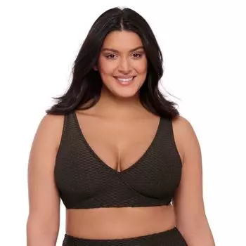 Женский поддерживающий топ-бра bikini с запахом S3 Swim, цвет onyx