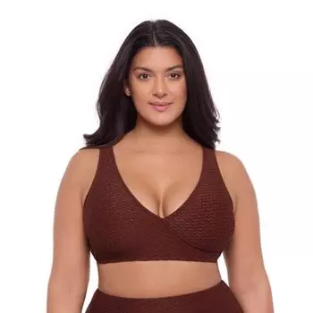 Женский поддерживающий топ-бра bikini с запахом S3 Swim, цвет sangria