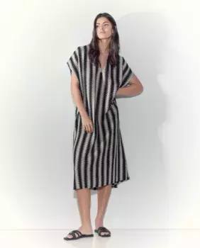 Женский полосатый кафтан Tintoretto, черный