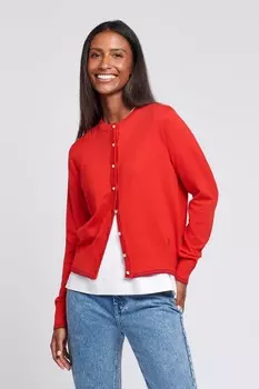 Женский полосатый кардиган с высоким воротом тонкой вязки U.S. Polo Assn, оранжевый