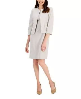 Женский полосатый костюм-футляр с открытым передом, обычные и миниатюрные размеры Le Suit, мульти