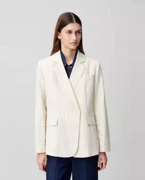 Женский полосатый пиджак с двубортной застежкой Claudie Pierlot, цвет Natural