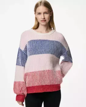 Женский полосатый свитер Pieces, белый