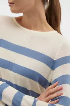 Женский полосатый свитер с длинными рукавами и круглым вырезом Vero Moda, серый