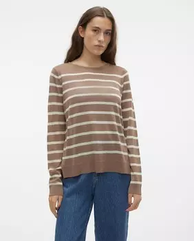 Женский полосатый свитер с длинными рукавами и круглым вырезом Vero Moda