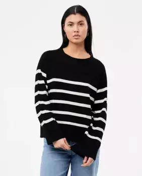 Женский полосатый свитер с длинными рукавами Pieces, черный