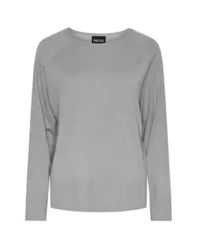 Женский полосатый свитер с длинными рукавами Pieces, светло-серый