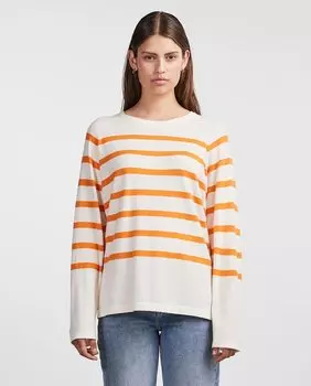 Женский полосатый свитер с длинными рукавами Pieces, белый