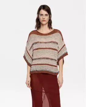 Женский полосатый свитер с французскими рукавами Bimba y Lola, натуральный