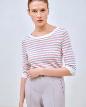 Женский полосатый свитер с французскими рукавами Lasserre, розовый