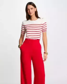 Женский полосатый свитер с короткими рукавами Morgan, белый