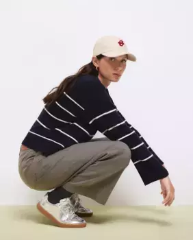 Женский полосатый свитер с круглым вырезом, 100% шерсть Tintoretto, синий