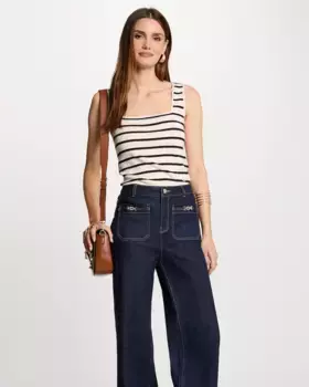 Женский полосатый свитер с квадратным вырезом Morgan, цвет Natural