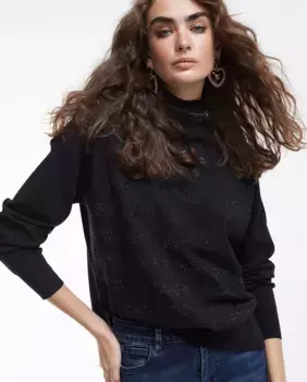 Женский полосатый свитер со стразами Lola Casademunt, черный