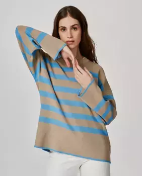 Женский полосатый свитер тонкой вязки Jack & Jones, бежевый