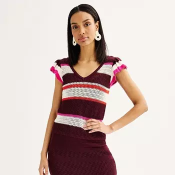 Женский полосатый топ Nine West крючком, цвет Wine Strata Stripe