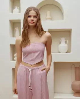 Женский полосатый топ с V-образным вырезом Green Coast, синий