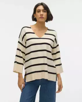Женский полосатый вязаный свитер Vero Moda, белый