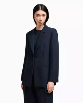 Женский полуструктурированный однобортный пиджак Armani Exchange, темно-синий
