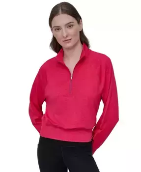 Женский полузастегивающийся топ с регланными рукавами и эффектом space-dyed DKNY, красный