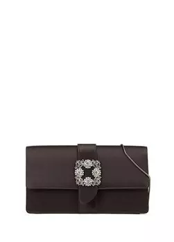 Женский портфель для рук с пряжкой из черного камня Manolo Blahnik