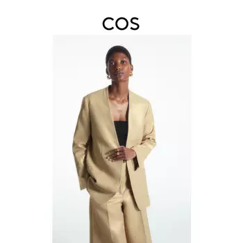 Женский повседневный пиджак Cos металлик без воротника, светло-бежевый