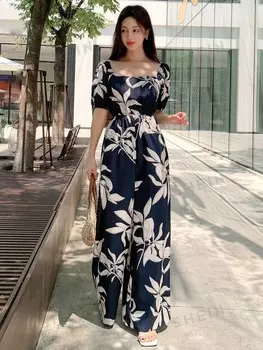 Женский повседневный праздничный комбинезон с цветочным принтом и регулируемой талией Dazy, мультиколор