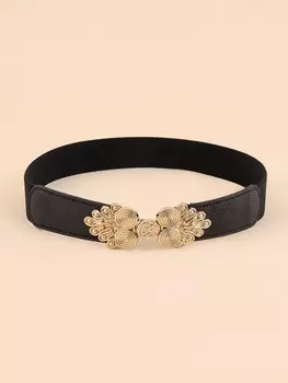 Ремень женский симметричного дизайна, черный