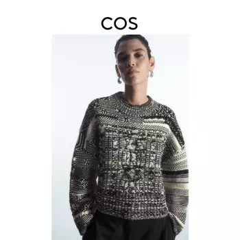 Женский повседневный свитер Cos из смесовой шерсти, черный/белый