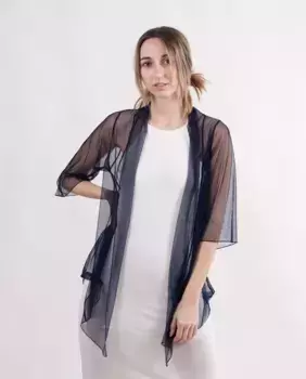 Женский праздничный жакет из тюля синего цвета MR Complements, синий