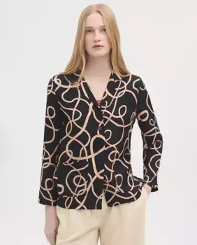 Женский принтованный блейзер с накладными карманами Nice Things, черный