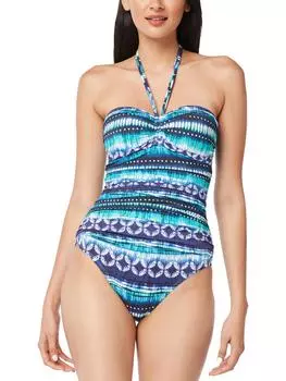Женский принтованный нейлоновый слитный купальник Bleu Rod Beattie, темно-синий