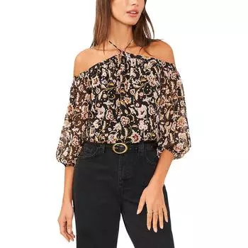 Женский принтованный полиэстеровый пуловер-топ 1.State, цвет rich black