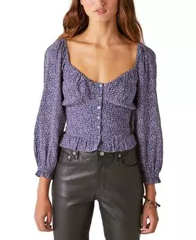 Женский присборенный топ с цветочным принтом и пуговицами спереди Lucky Brand, мульти