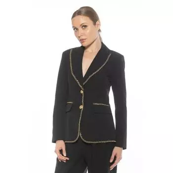 Женский приталенный блейзер с отделкой цепочкой Alexia Admor, черный