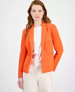 Женский приталенный однобортный пиджак со швами, Regular & Petite Kasper, оранжевый